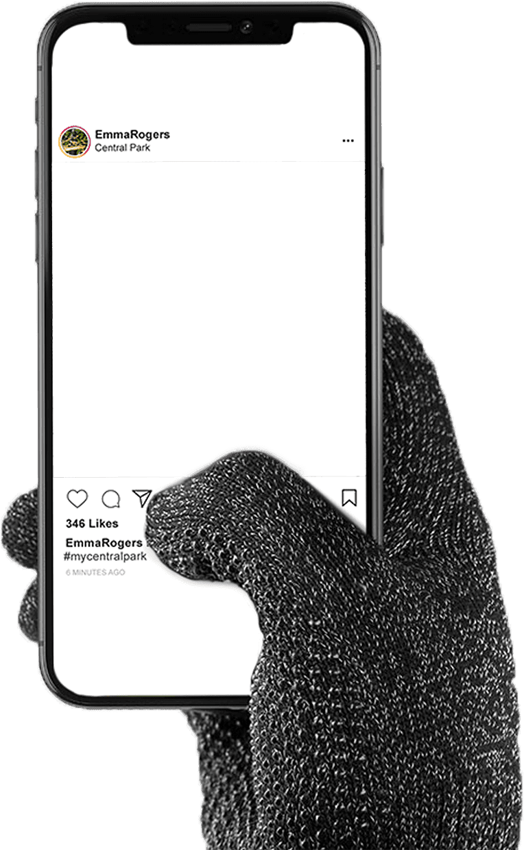 Hands holding a smartphone showing Instagram